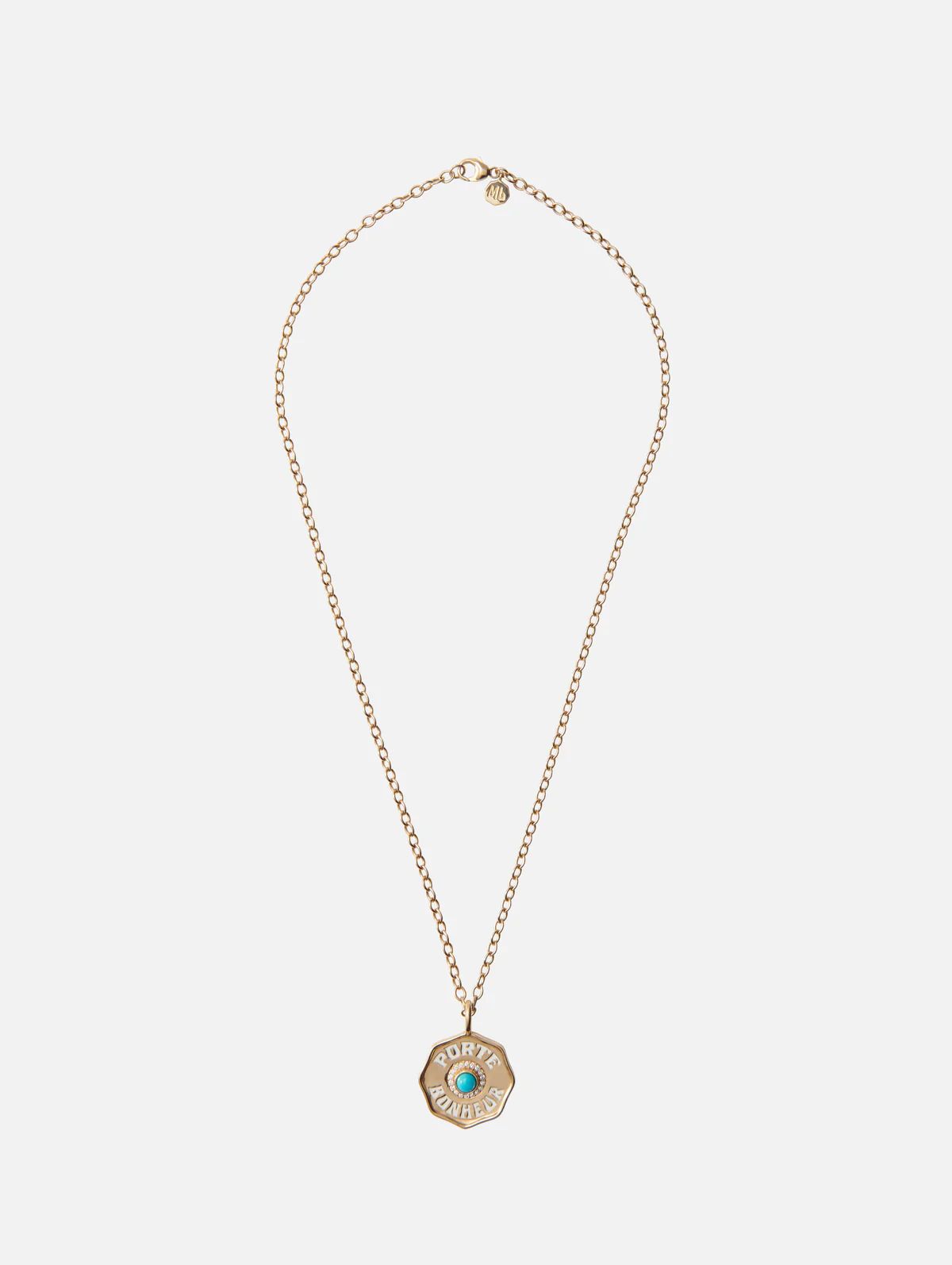 Large Turquoise Porte Bonheur Enamel Coin Necklace | elysewalker