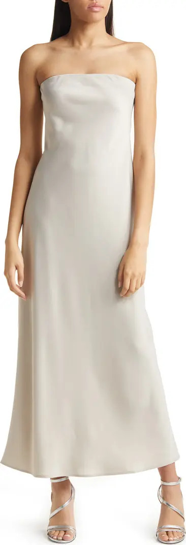 WAYF Strapless Matte Satin Bias Cut Gown | Nordstrom | Nordstrom