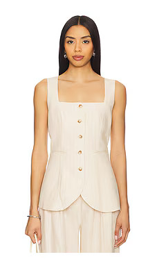 Posse Lucille Gilet in Beige Pinstripe from Revolve.com | Revolve Clothing (Global)