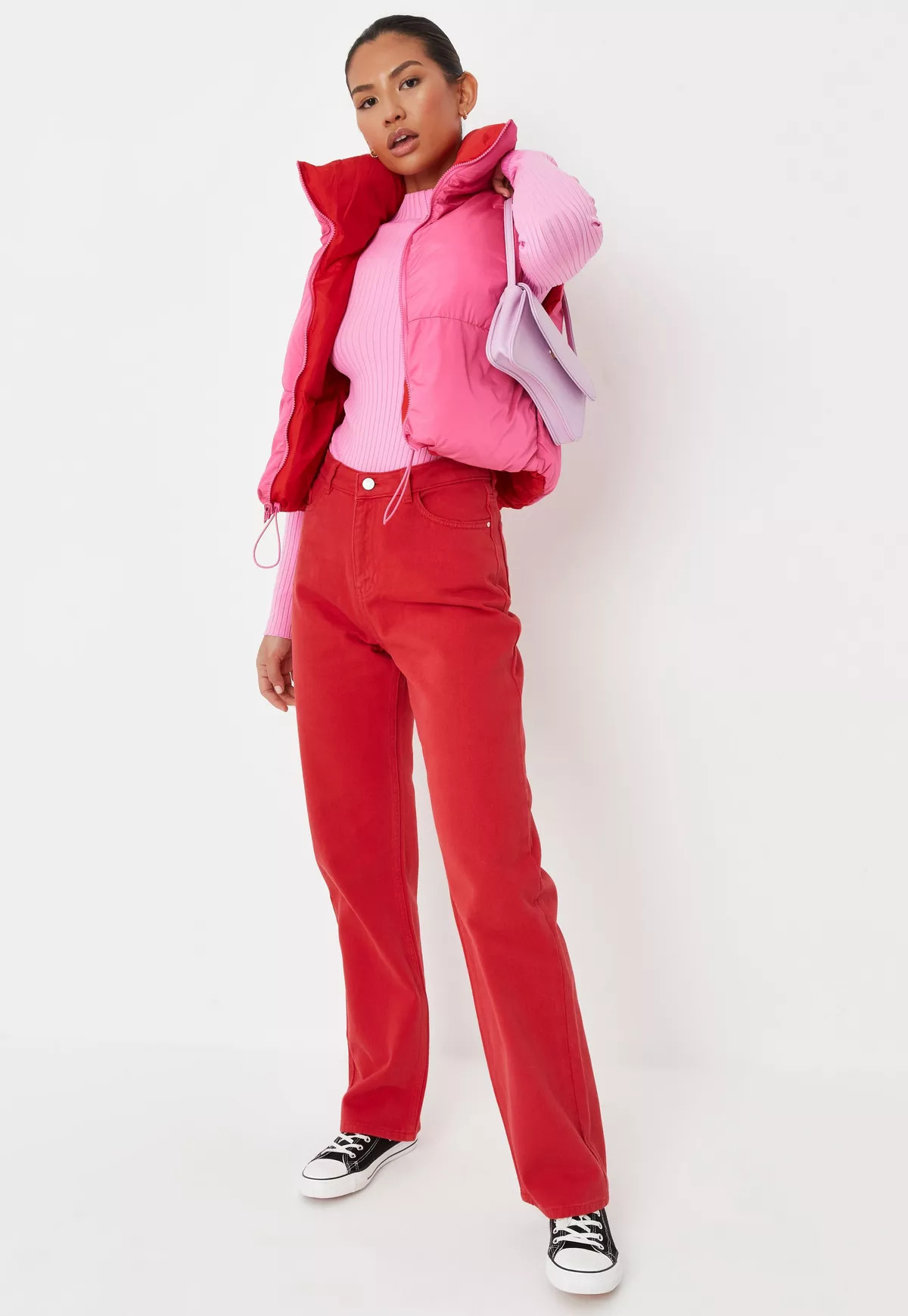 Red Loose Fit Straight Leg Jeans | Missguided (US & CA)