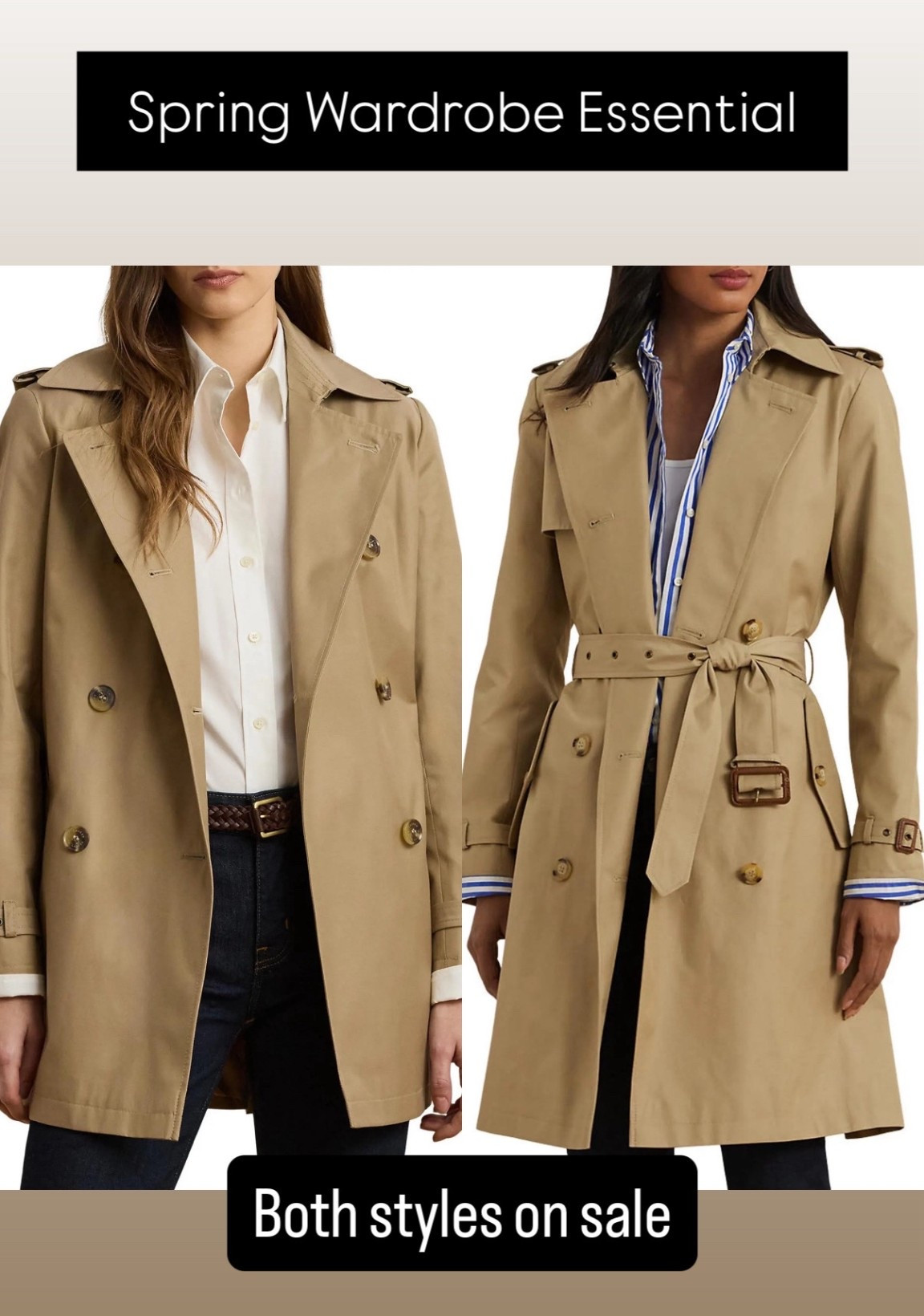 Classic trench on sale in two different lengths. 

#LTKPetite #LTKSaleAlert #LTKSeasonal