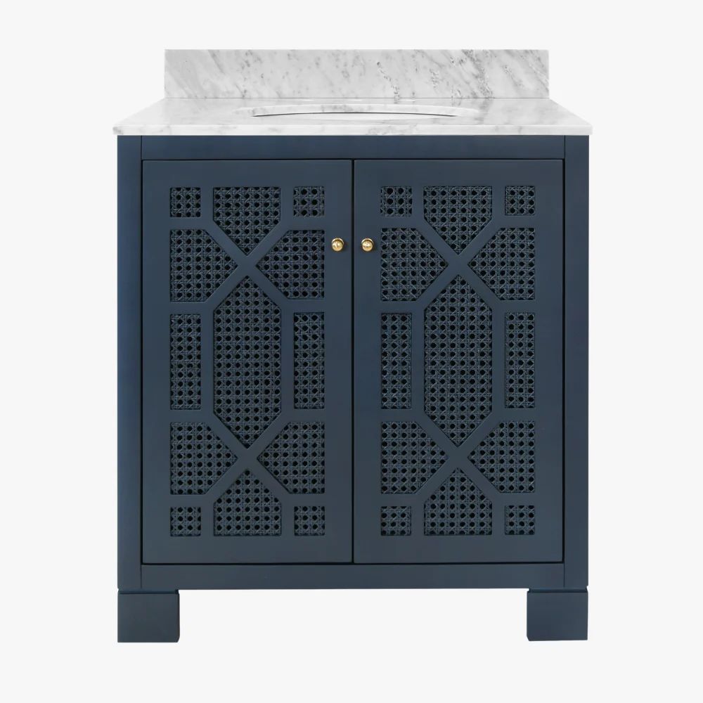 Sheffield Navy Fretwork Vanity | Dear Keaton