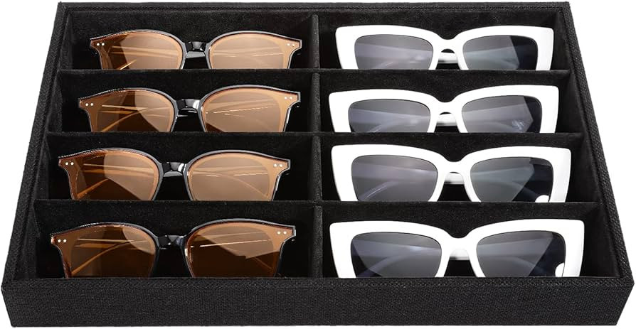 Emibele Glasses Organizer Jewelry Tray, 8 Grids Velvet Tray Watch Storage Stackable Jewelry Showc... | Amazon (US)