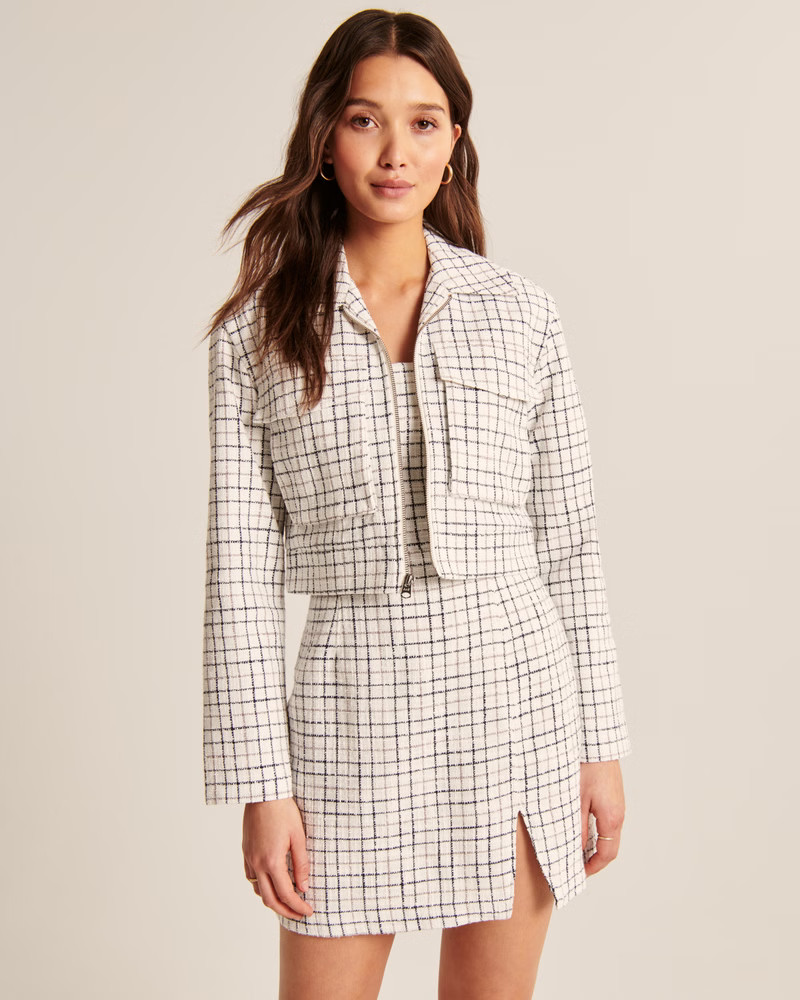 Women's Cropped Tweed Shirt Jacket | Women's Coats & Jackets | Abercrombie.com | Abercrombie & Fitch (US)