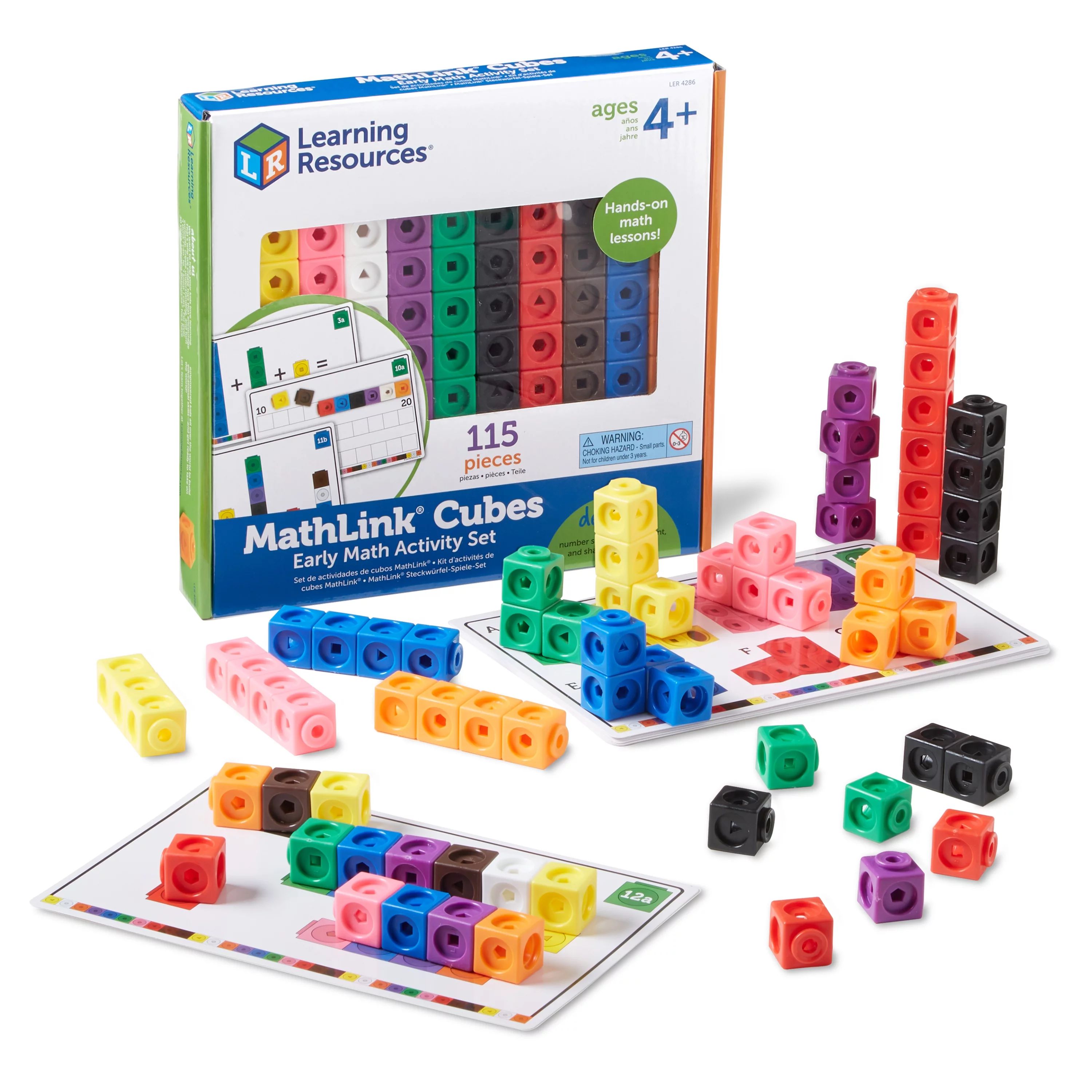 Learning Resources Early Math MathLink Cube Activity Set - 115 Pieces, Ages 4,5,6+ Math Blocks, E... | Walmart (US)
