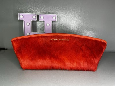 Brandon Blackwood Victoria Clutch in Orange Ponyhair with Brass Hardware | eBay US