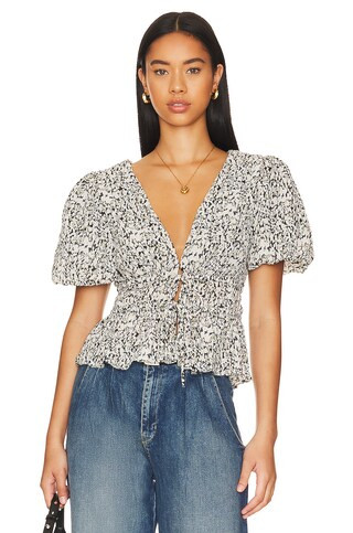 ASTR the Label Alexis Top in Black Multi Floral from Revolve.com | Revolve Clothing (Global)