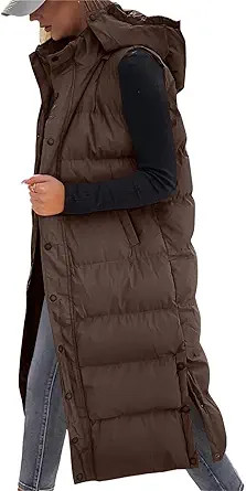 Grlasen Womens Long Puffer Vest Hooded Sleeveless Winter Coats Quilted Warm Zip Up Padded Outerwe... | Amazon (US)