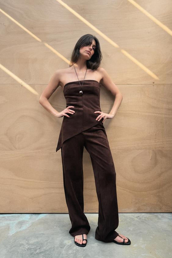 FAUX SUEDE TROUSERS | Zara UK