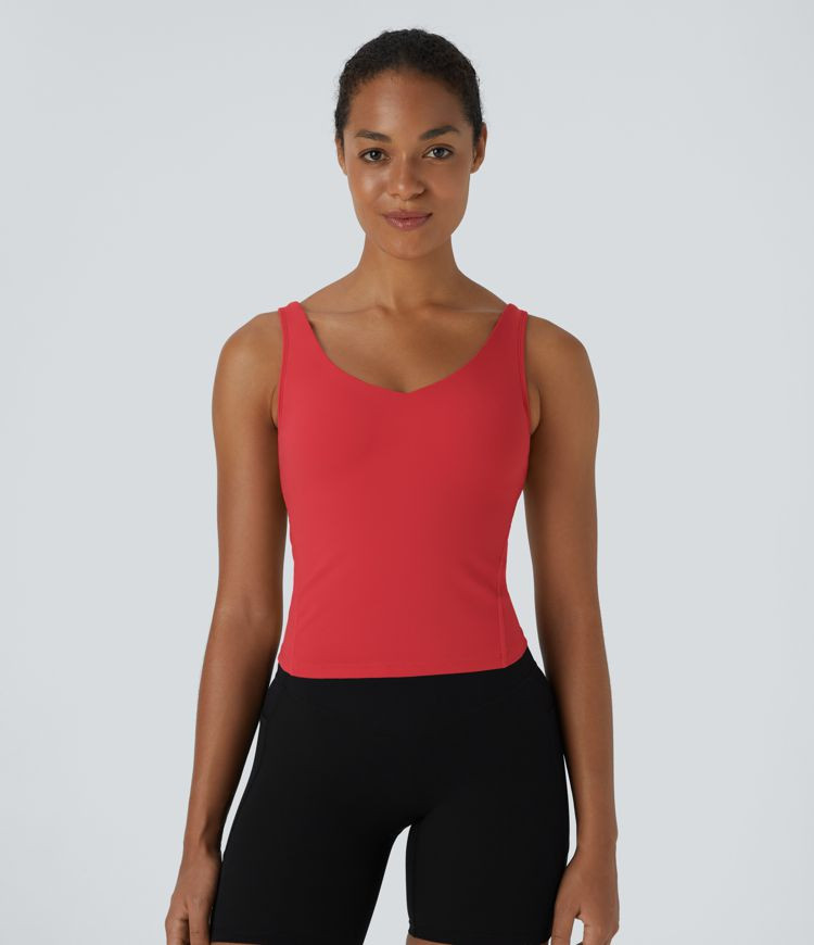 Women’s Softlyzero™ Plush Padded V Neck Plain Tank Top - Halara | HALARA