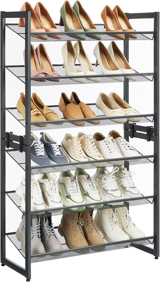 SONGMICS Shoe Rack, 6-Tier Shoe Organizer, Metal Rack for Garage, Set of 2, 3-Tier Stackable Shel... | Amazon (US)