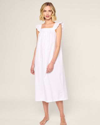 Women's Twill Clara Nightgown in White S | Petite Plume