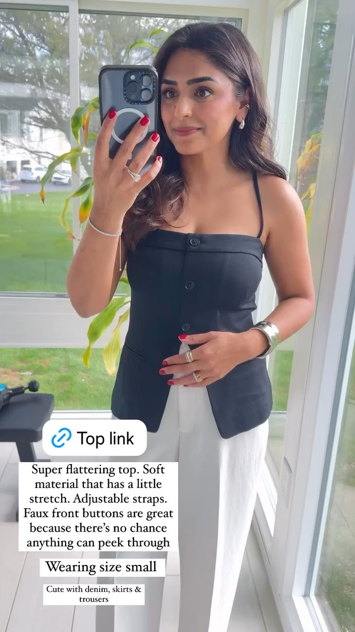 Super flattering top. Soft material that has a little stretch. Adjustable straps.
Faux front buttons are great because there's no chance anything can peek through

Wearing size small! Cute with denim, skirts & trousers!

#LTKPetite #LTKWatchNow #LTKStyleTip