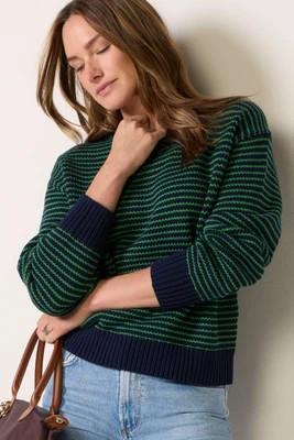 PISTOLA Women's Aura Relaxed Crew Sweater Top, Size Small, Green | Evereve