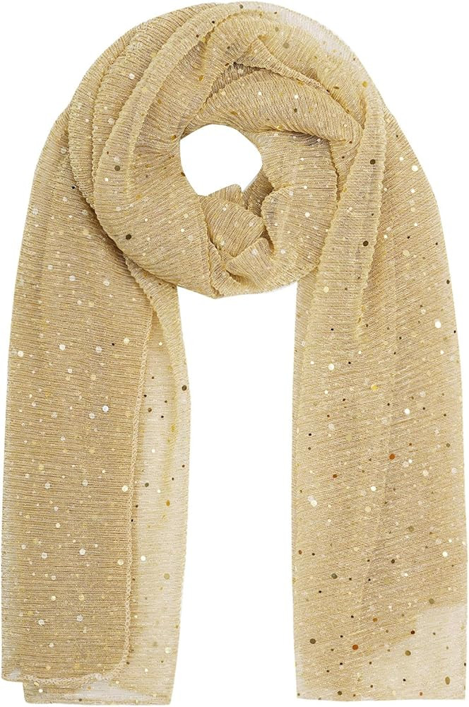 Rbenxia Women Sequin Bandana Summer Mesh Scarf Glitters Sheer Beach Shawl Wrap Sparkling Metallic... | Amazon (US)