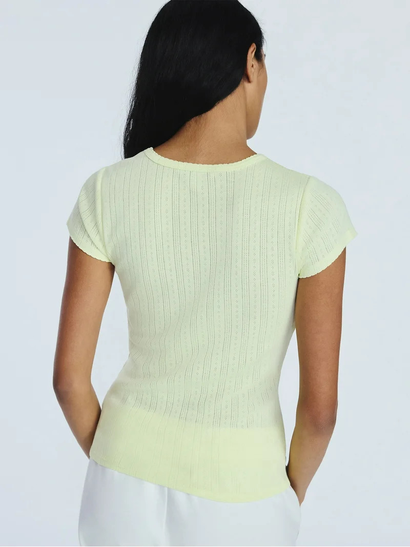 Free Assembly Women's and Women's Plus Pointelle Mini Tee with Short Sleeves, Sizes XS-4X | Walmart (US)