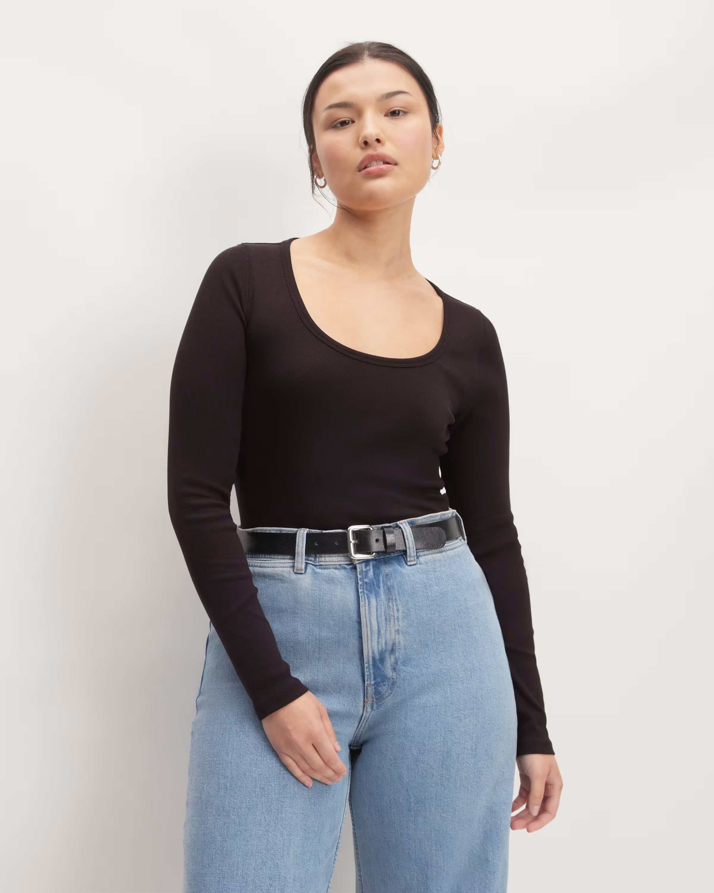 The Luxe Micro-Rib Long-Sleeve Scoop-Neck Tee | Everlane