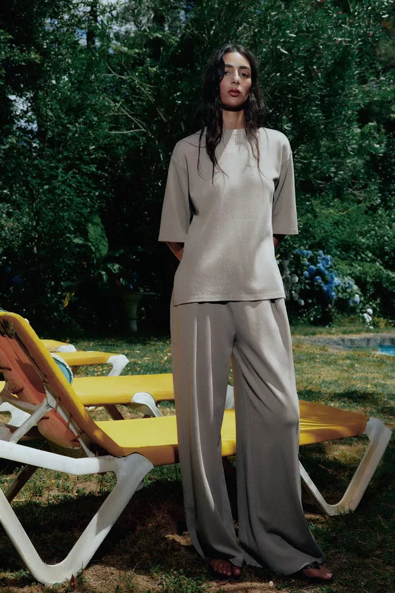 WASHED EFFECT INTERLOCK T-SHIRT | Zara US