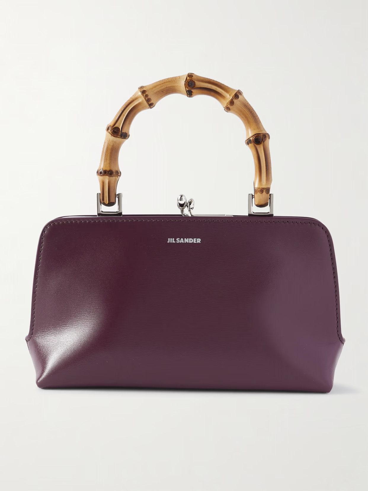 Jil Sander - Mini Bamboo And Leather Tote - Burgundy | NET-A-PORTER (US)