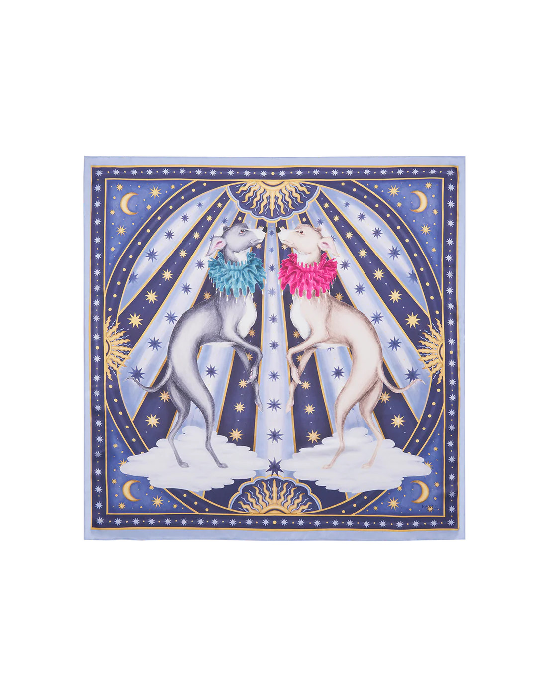 Whippet Blue Silk Scarf | Catherine Rowe Pet Portraits | Fable England | Fable England