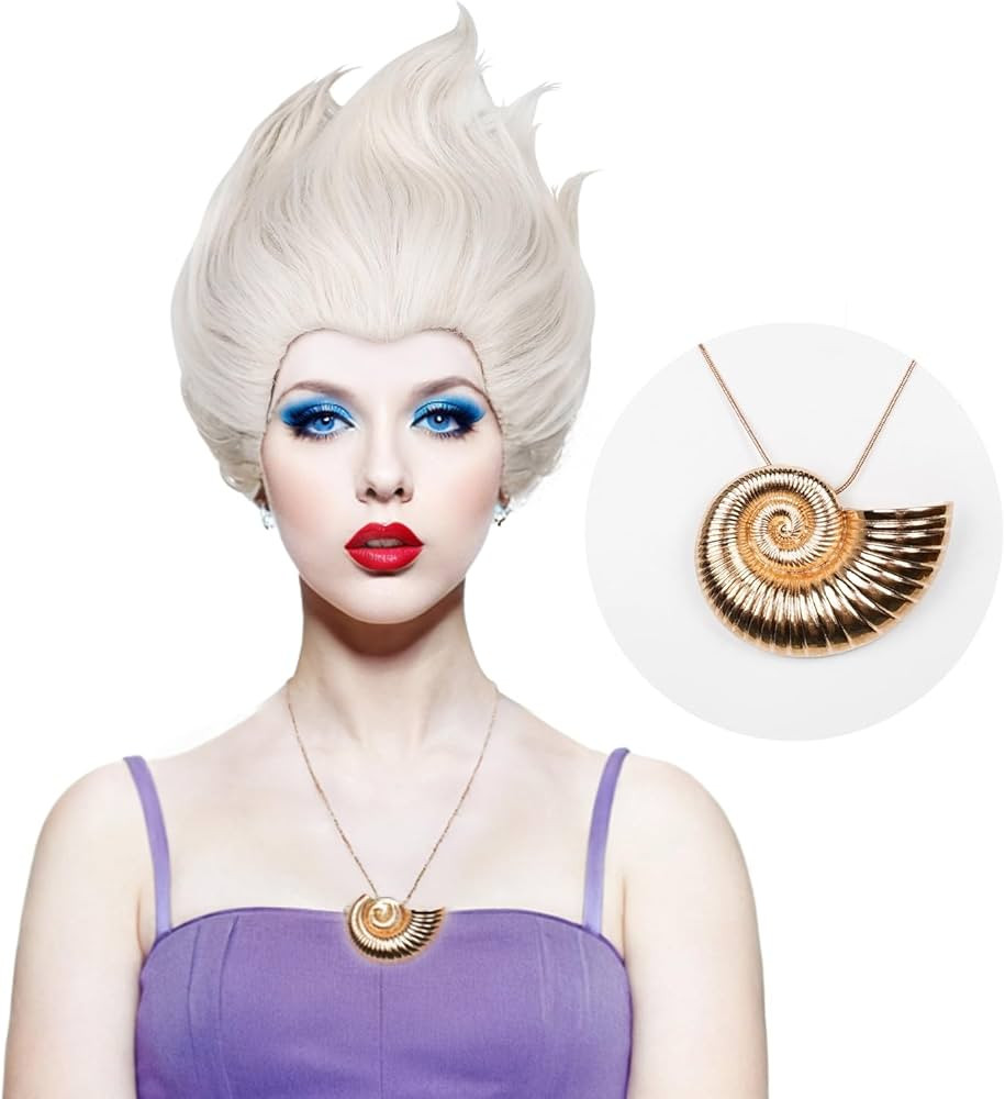 LABEAUTÉ Gray Cosplay Wig for Wicked Undersea Witch Cosplay with Shell Necklace, Women Girl Dail... | Amazon (US)