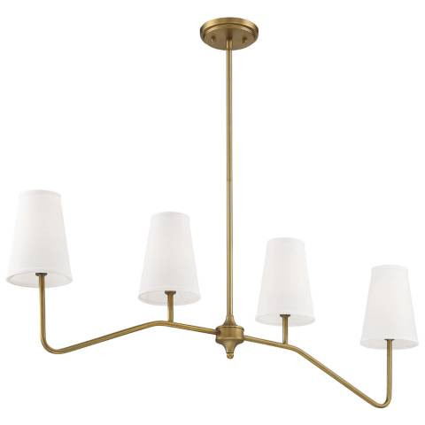 Meridian 40" Wide Natural Brass 4-Light Linear Chandelier - #050E9 | Lamps Plus | Lamps Plus