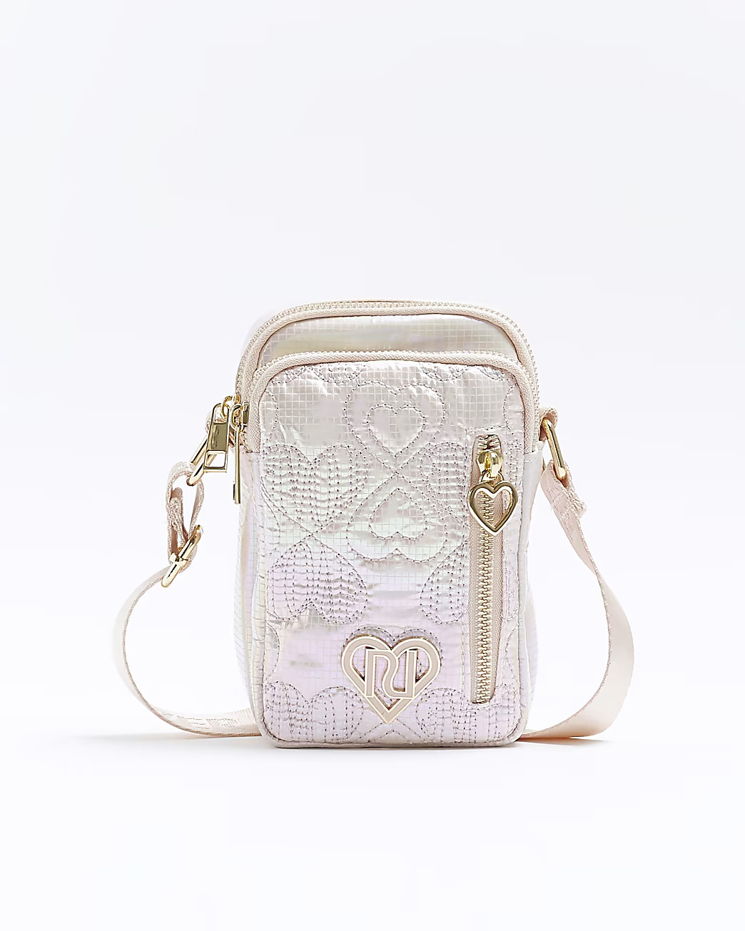 River Island Girls Pink Heart Quilted Cross Body Bag | River Island (US)