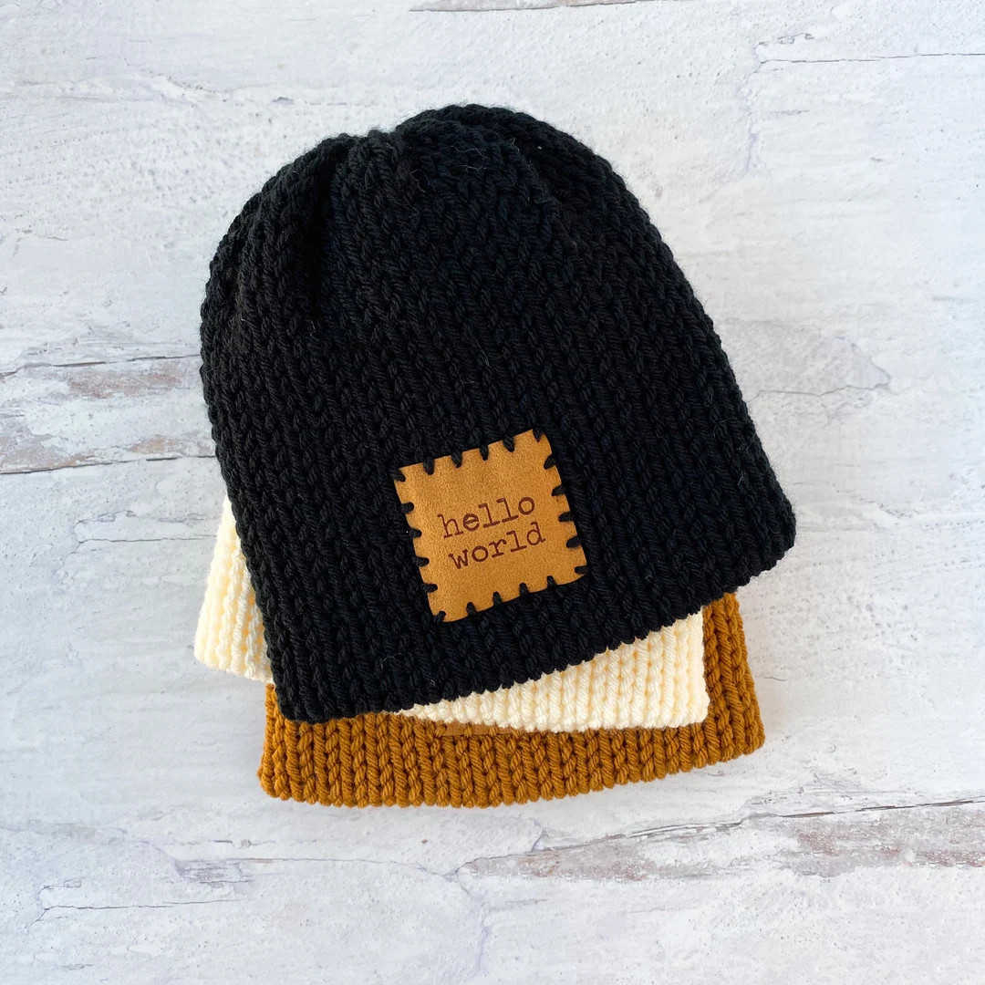 NEWBORN BEANIE | Baby beanie | Welcome baby gift | photo prop | birth announcement | baby shower ... | Etsy (US)