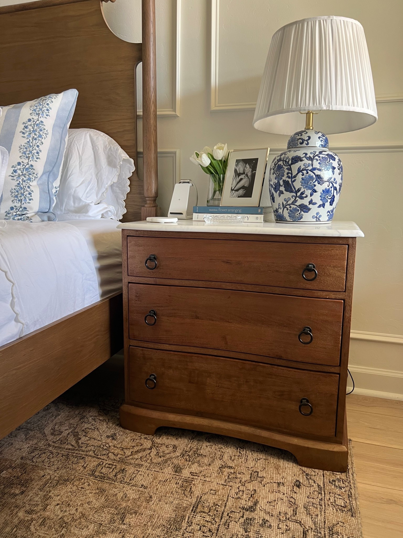 These nightstands now come in a lighter tone in addition to the one shown here. The marble top gives it a luxurious feel 

#potterybarn #thecompanystore

#LTKHome