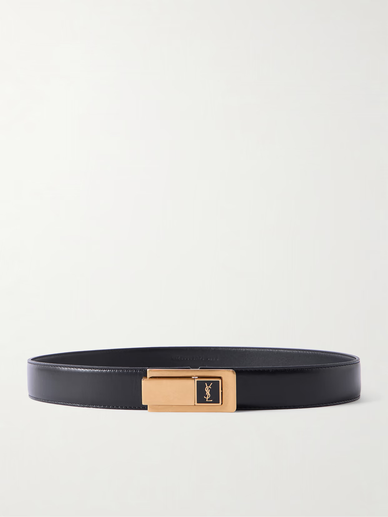 SAINT LAURENT - Cassandre Leather Belt - Black | NET-A-PORTER (UK & EU)