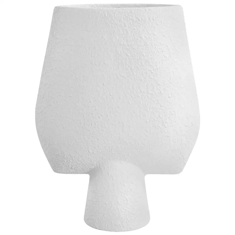 Tall White Arrow Shaped Textured Ceramic Vase, Denmark, Contemporary | 1stDibs