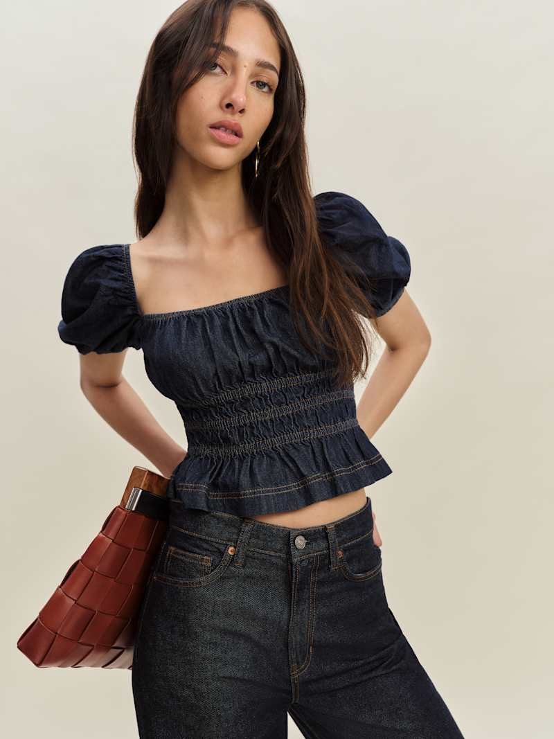 Aliya Denim Top | Reformation (Global)