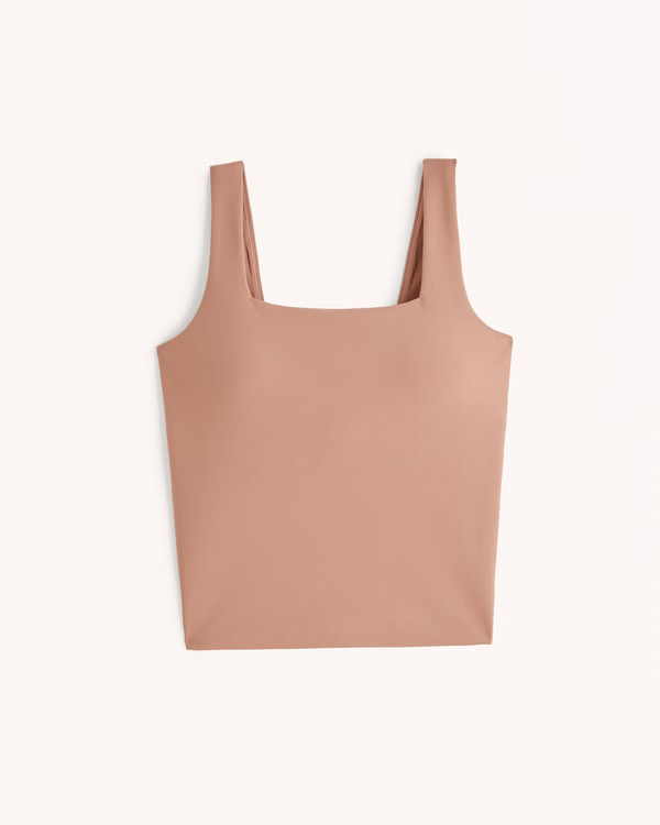 YPB sculptLUX Waist-Length Squareneck Slim Tank | Abercrombie & Fitch (US)