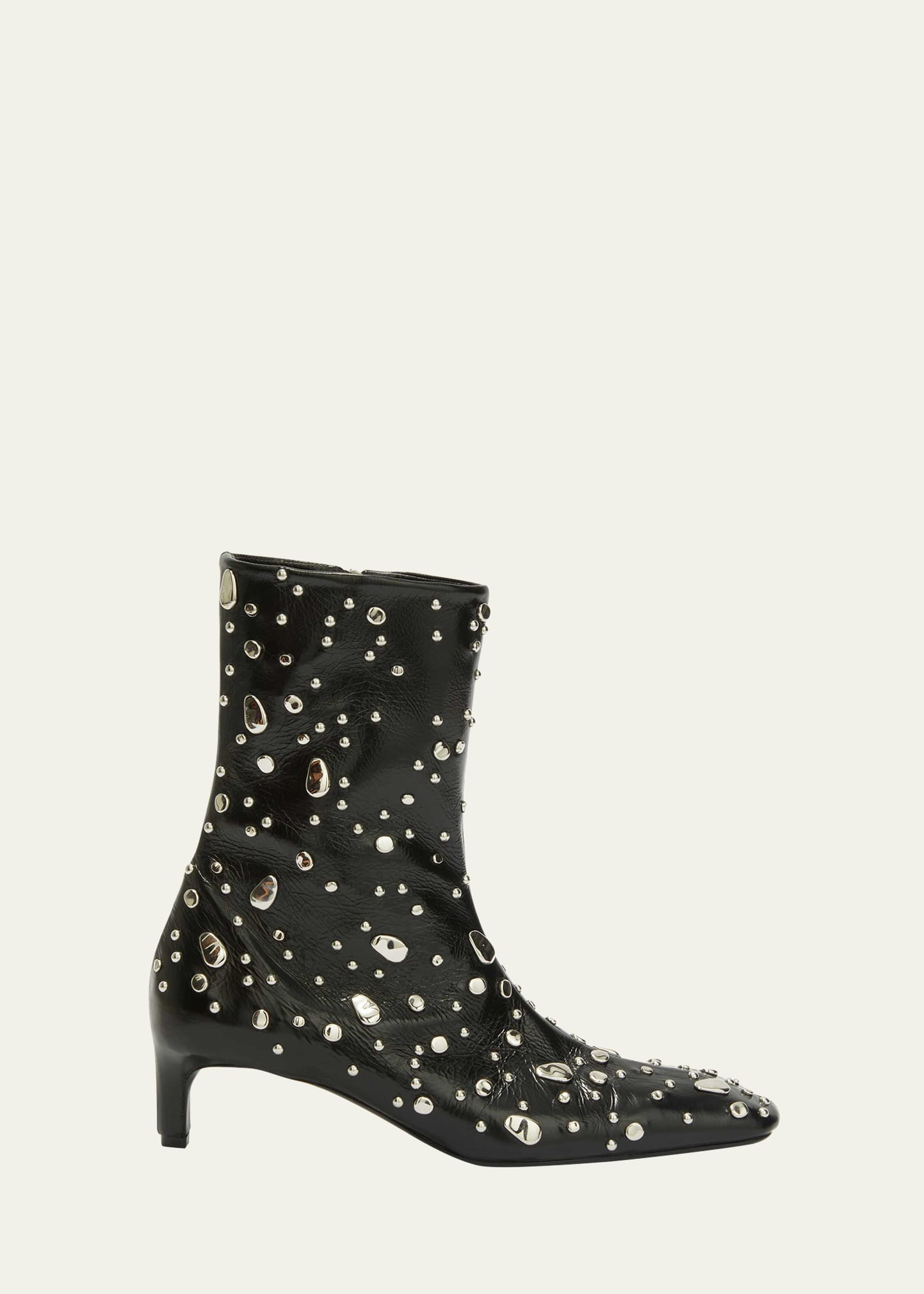 Jil Sander Studded Leather Kitten-Heel Booties | Bergdorf Goodman