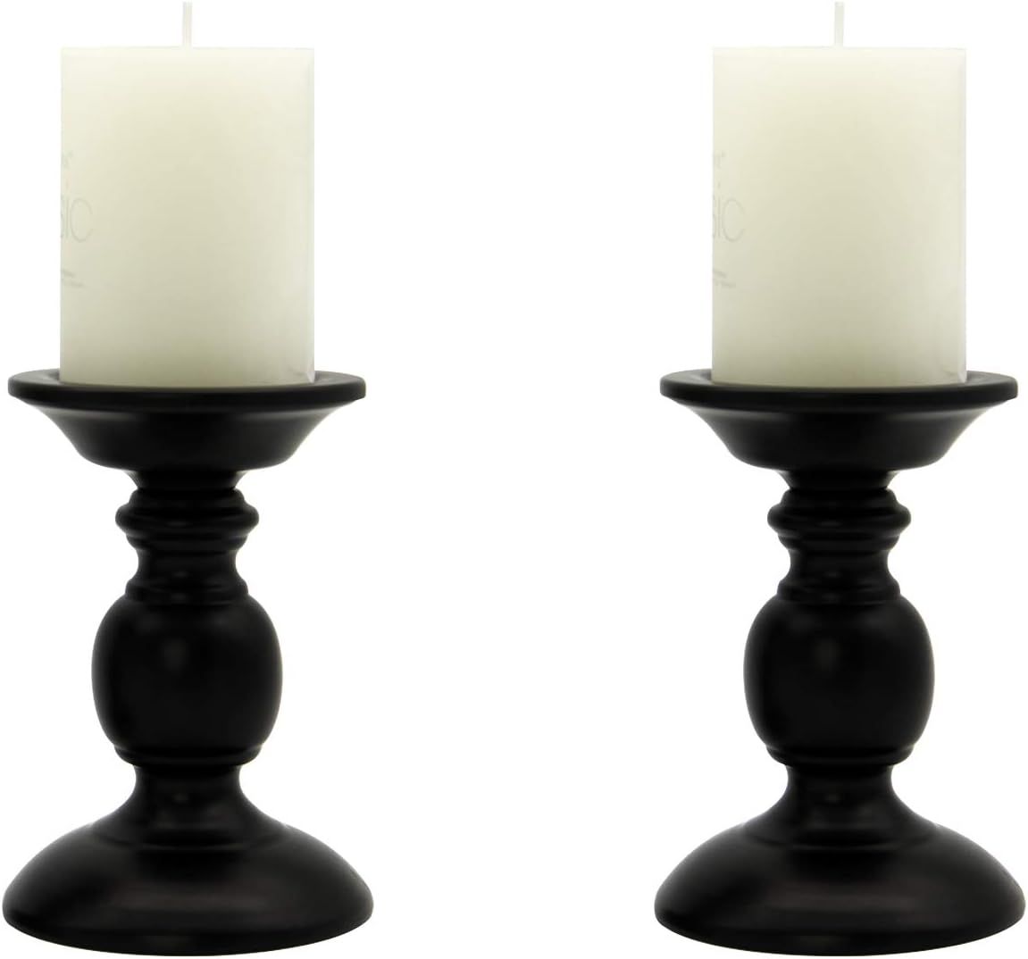 Vincidern Pillar Candle Holders Centerpieces for Table, Black Retro Metal Candle Holder Candlesti... | Amazon (US)