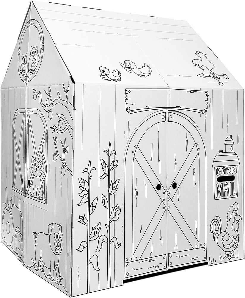 Easy Playhouse Barn - Kids Art & Craft for Indoor & Outdoor Fun, Color Favorite Farm Animals – ... | Amazon (US)