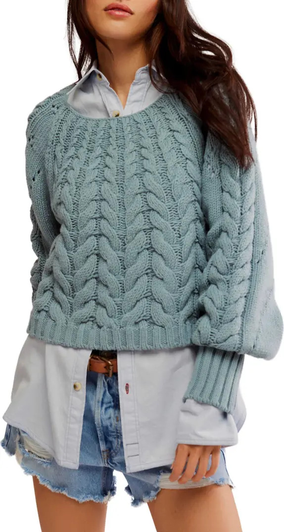 Free People Sandre Cable Stitch Pullover Sweater | Nordstrom | Nordstrom