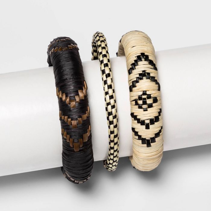 Set of 3 Cotton Jewelry Bangles Black/Brown - All Across Africa | Target