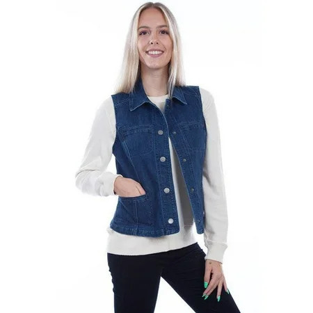 Scully HC548-DEN-M Women Vest with Princess Seams Denim - Medium | Walmart (US)