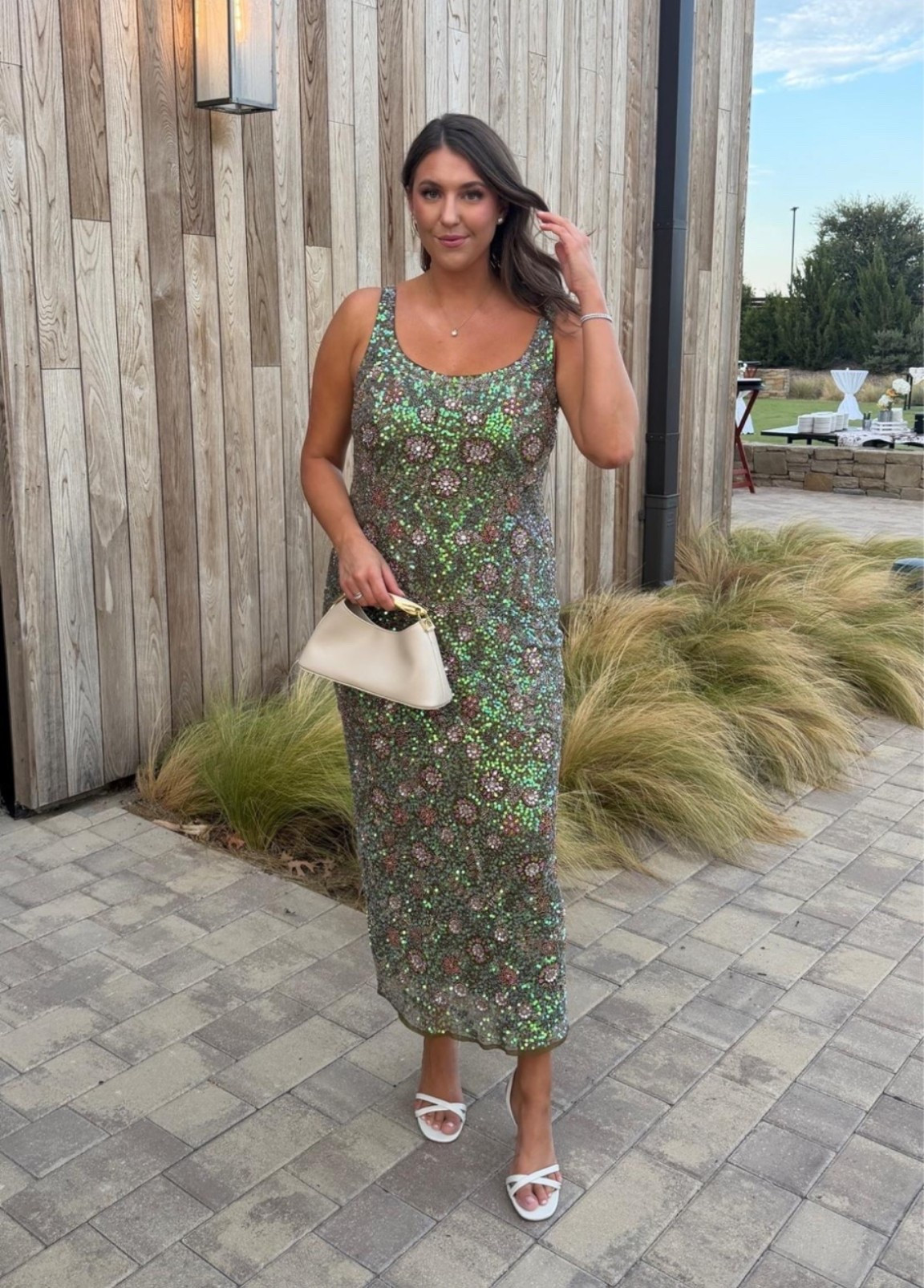 This dress was made for a fall wedding ✨ The green floral sequins are even prettier in person, and the simple silhouette lets all that sparkle do the talking!

fall wedding guest dress, green sequin dress, floral midi dress, cocktail party outfit, autumn event style, size large dress

#LTKMidsize #LTKWedding #LTKTall