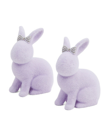 Set Of 2 7in Flocked Bunnies | TJ Maxx