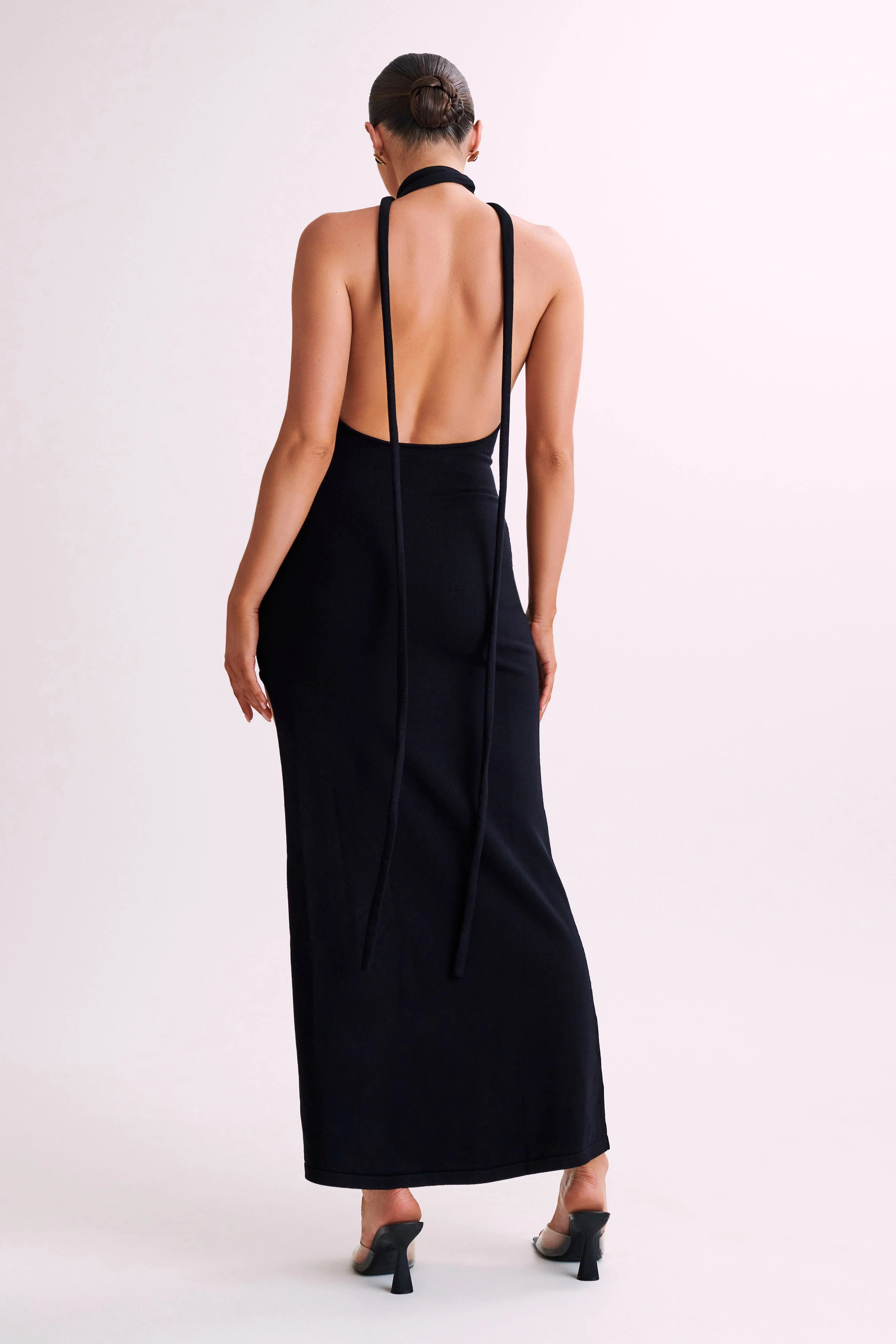 Koko Knit Maxi Dress With Split - Black | MESHKI US