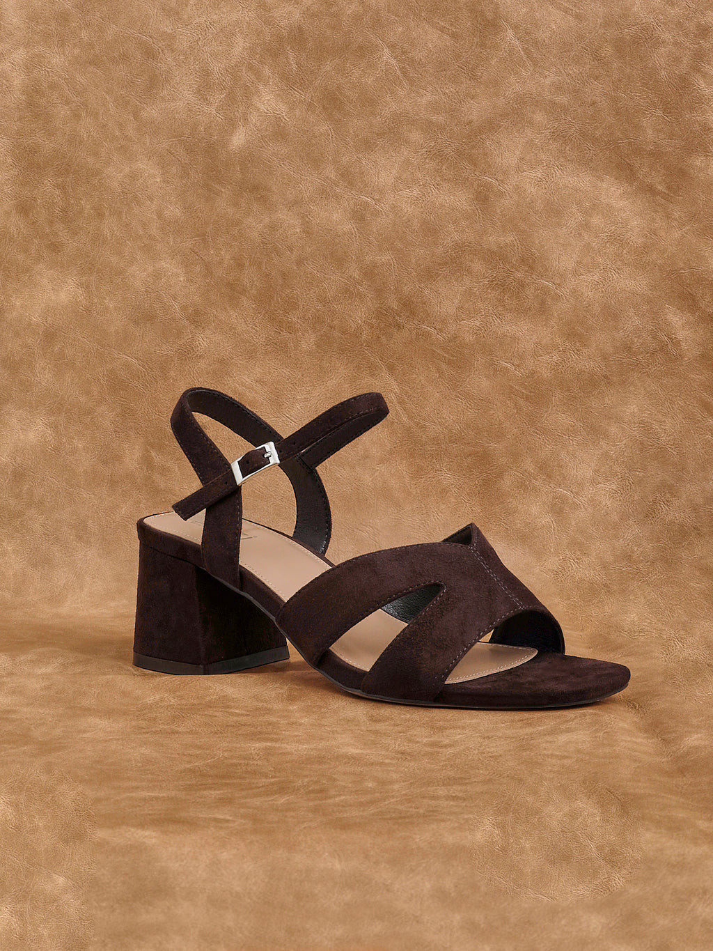 Empire Wide Fit Brown Block Heels | Linzi Shoes