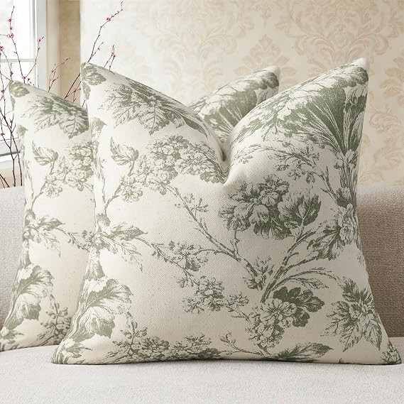 Buenohuas Farmhouse Decorative Pillow Covers 20x20 Set of 2, Vintage Botanical Floral Patterned C... | Amazon (US)