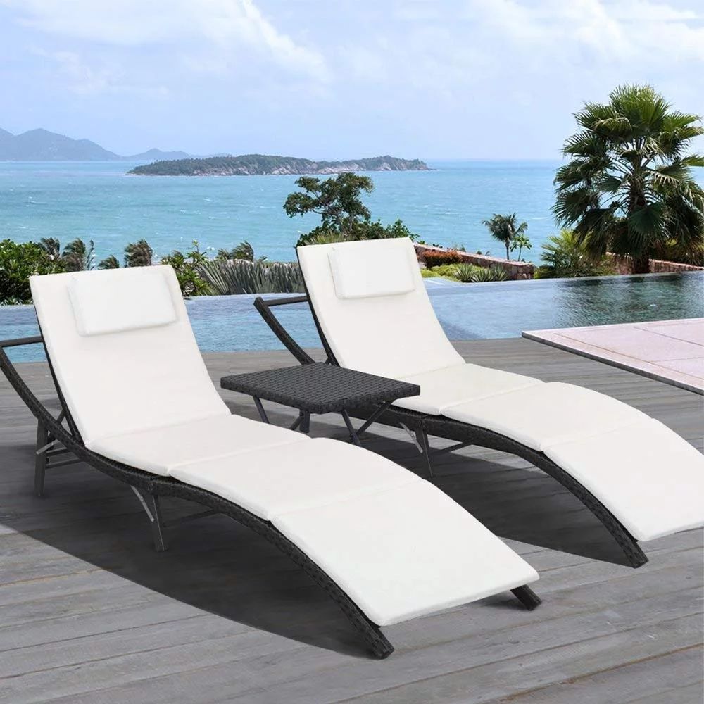 Lacoo 3 PCS Patio Furniture Outdoor Patio Lounge Chair Adjustable Folding Lawn Poolside Chaise Lo... | Walmart (US)