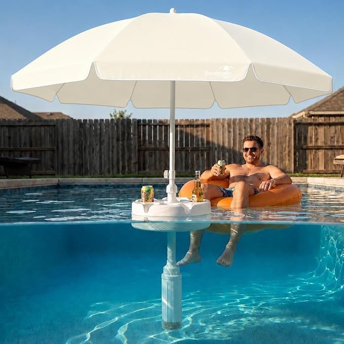Floating Pool Umbrella provides the perfect shade canopy for the lake, river, beach or the pool! ... | Amazon (US)