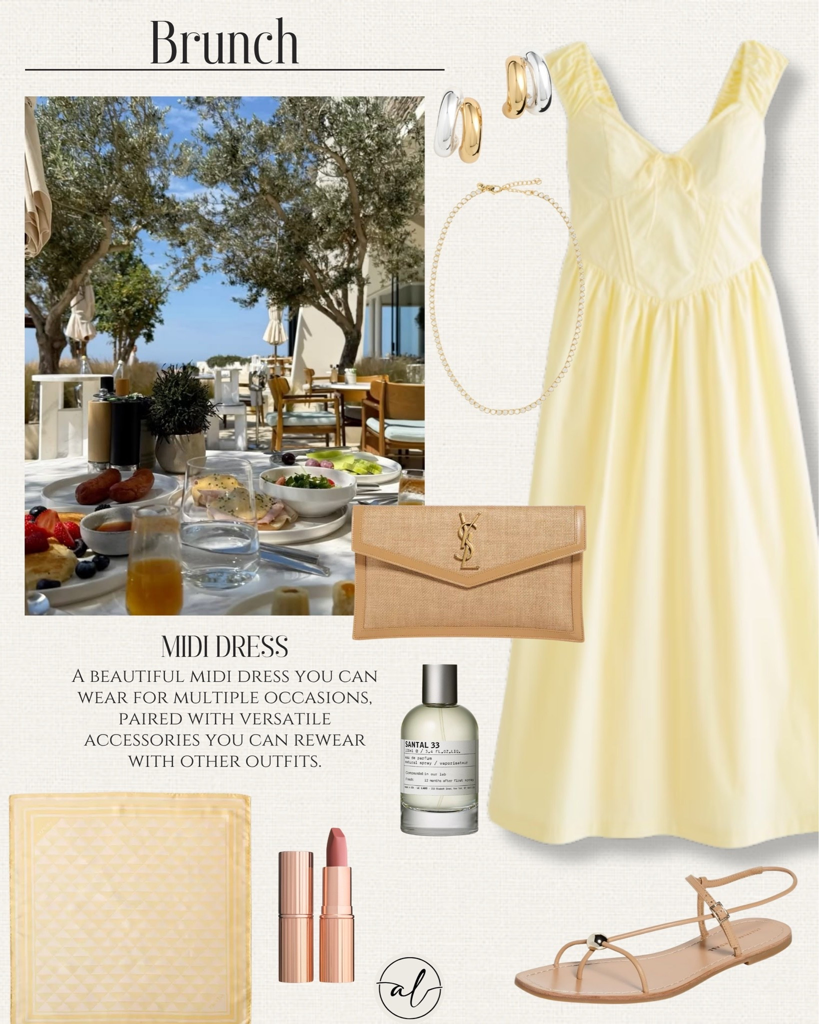 Brunch Outfit Idea 
A beautiful midi dress that's perfect for any occasion, paired with versatile accessories you'll wear again and again.

#LTKU #LTKSeasonal #LTKootd