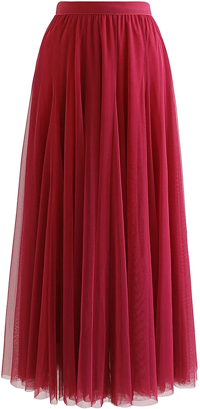 CHICWISH Women's Lilac/Cream/Grey/Pink/Black Layered Mesh Ballet Prom Party Tulle Tutu A-Line Max... | Amazon (US)