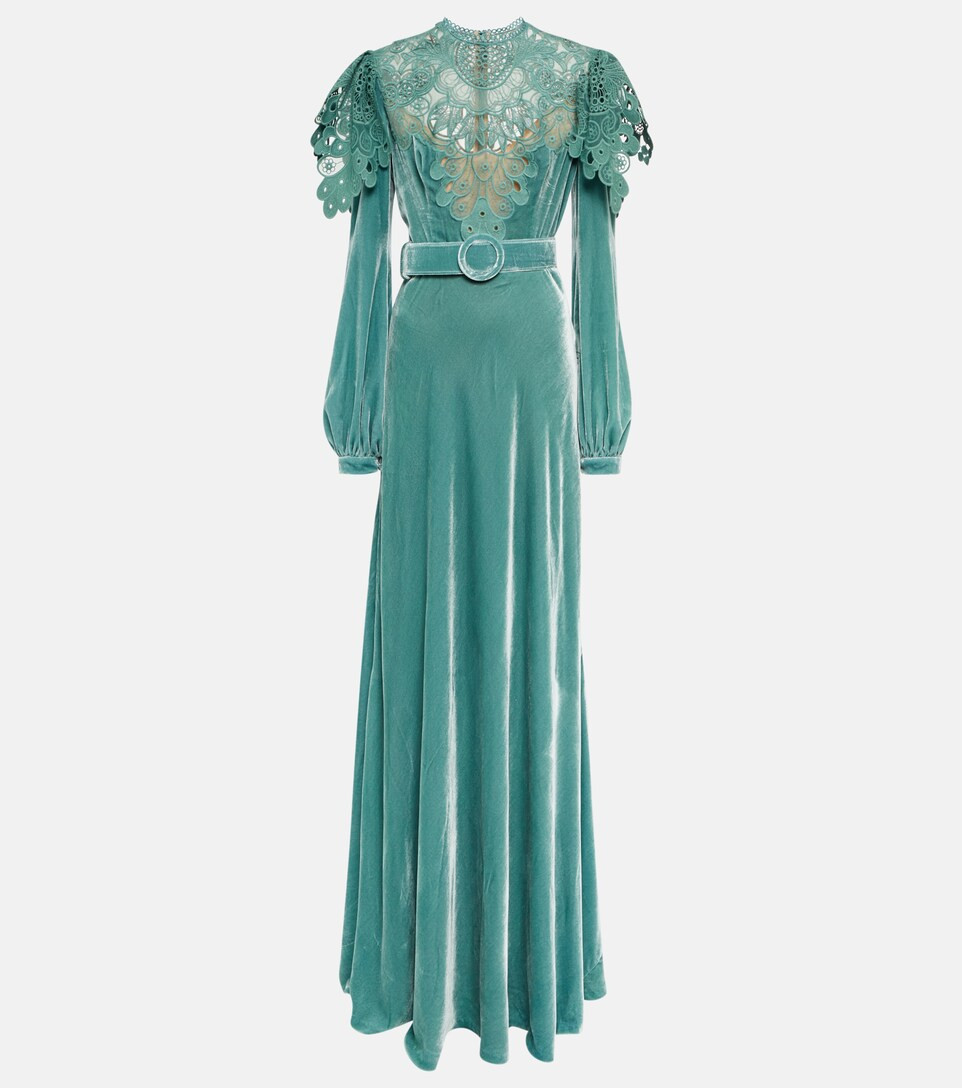 Exclusive to Mytheresa – Ashley lace-paneled velvet gown | Mytheresa (US/CA)