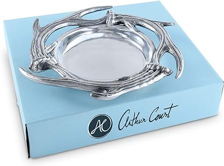 Arthur Court Designs Aluminum Antler Wine Coaster / Holder Artisan Metal 7 Diameter x 1 inch Tall | Amazon (US)